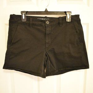 American Eagle Black Khaki Midi Shorts